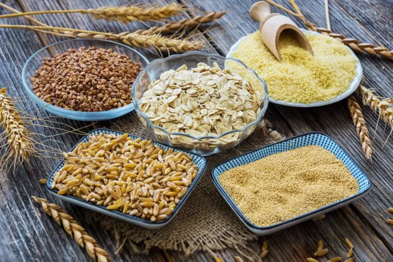 Vari tipi di cereali: grano, avena, amaranto, grano saraceno e couscous. Scopri cosa sono i cereali e la loro versatilità in cucina.